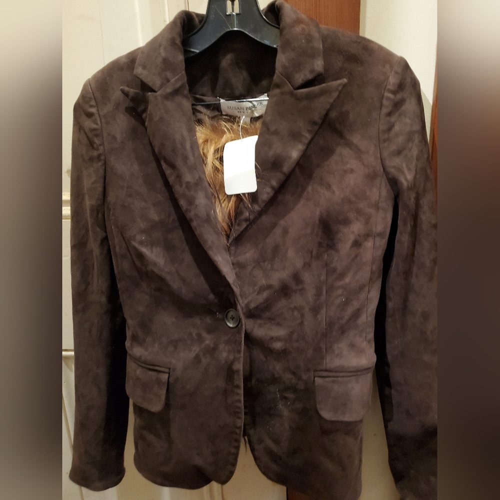 NWT Susan Bender brown suede jacket